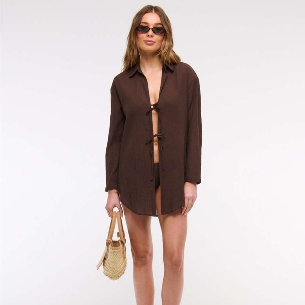 Abercrombie & Fitch Brown Linen Shirt